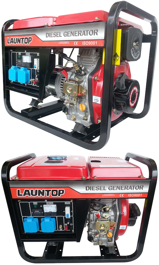 Launtop Diesel Generator 2000W, 4.2HP, 12.5L, 70kg LDG2200CL